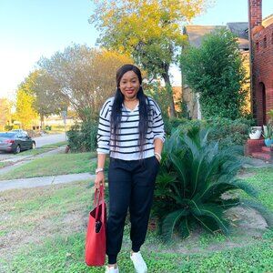 Black and white Striped Mesh Top and Pant Set